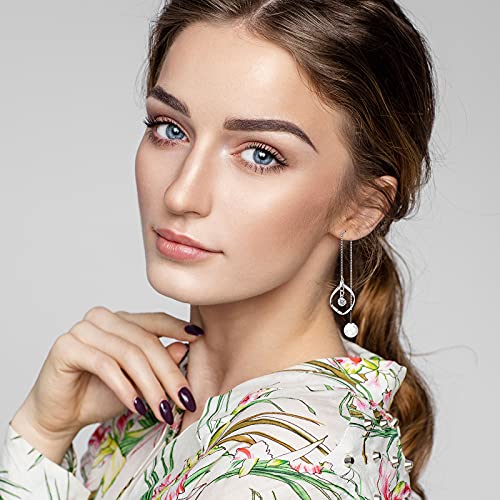 12 Pairs Threader Earrings Set Lightweight Wave Threader Dangle Drop Earrings Long Chain Earrings For Women Girls (Silver) #TOP3