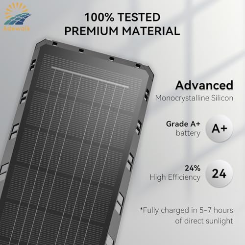 Image of Adewalk 5000W Solar Lights Outdoor - 7000K LED Solar Street Lights Outdoor with Motion Sensor and Remote Control, IP66 Waterproof, Dusk to Dawn for Yard, Patio