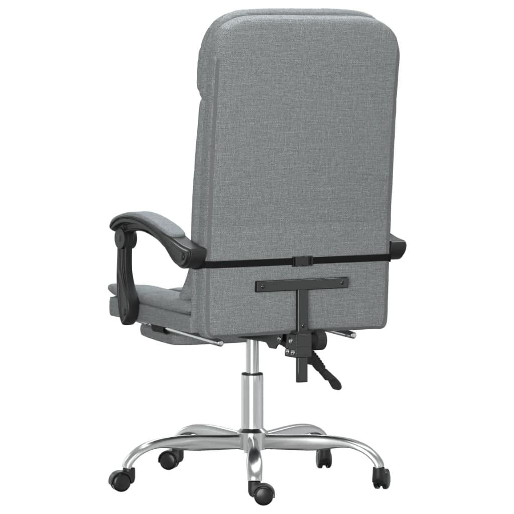 Krzesło biurowe z funkcją masażu, jasnoszara tkanina, ergonomiczne krzesło obrotowe z oparciem o regulowanej wysokości i podłokietnikami, kółkami i funkcją przechylania, do biura, biura