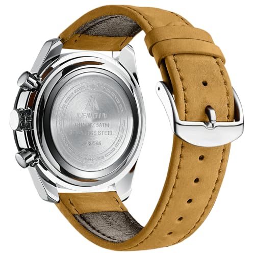 LN LENQIN Mens Watches Analog Quartz Watches for Men 30M Waterproof Men's Wrist Watch Fashion Business Watch with Date Leather Band No Chronograph