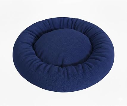 Peluş Simit Kedi Yatağı, Küçük Irk Köpek Yatağı, 55 Cm Çap, Mavi