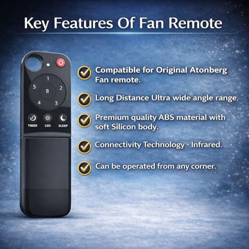 Image of Compatible with Atomberg Renesa Elite | Halo Smart | Enzel Efficio Alpha 1200mm BLDC Ceiling Fan Remote | with Timer, LED & Sleep Mode, 5 Speed Control [1 Year Warranty]