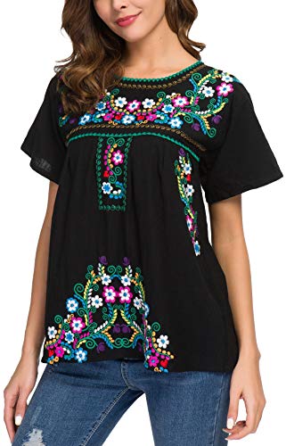 YZXDORWJ Women's Embroidered Mexican Peasant Blouse (XXL, B169)