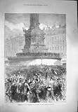 original old antique victorian print Colonne 1871 de Républicains de Paris Juillet Place De La Bastille