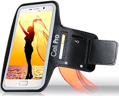 Running Armband Samsung Galaxy S7 (5.1 Inches) for Sports, 2 Pockets ID, Credit Card, Money Holder, Key Holder, Sweat Proof, Reflective Band (Jet Black)