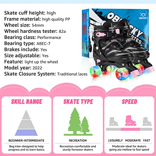 Obensky Roller Skates For Kids, Fun Illuminating Adjustable Roller Skates For Girls Boys Women With All Light Up Wheels, Patines Para Niñas Niños #TOP6