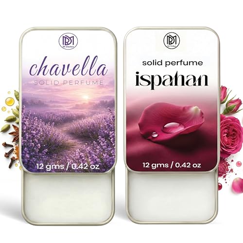 Image of Dr.Mashur Solid Perfume |Chavella&Ispahan Alcohol Free Wax Perfume Balm, Long Lasting | Pocket Tin 12g, Pack Of 2| Non Greasy Smooth Glide, Travel Friendly Men And Women