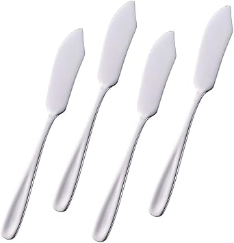 Stainless Steel 18/10 Cheese Desert Knives, Set of 4, Baikai Breakfast Butter Knife, Slicer Sandwich Spreader Silver
