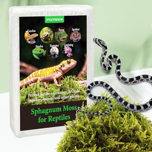 charmshine 7.05oz Dried Sphagnum Moss for Reptiles Compressed Natural Live Moss Reptile for Terrarium, Hatching, Forest Sphagnum Moss Reptile Bedding Substrate for Snakes, Gecko, Turtles,Frogs