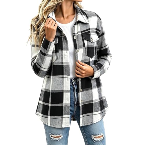 FPMLUXLL Sherpa Jacket Women Plaid Soft Warm Fall Winter Fleece Jacket - image 1