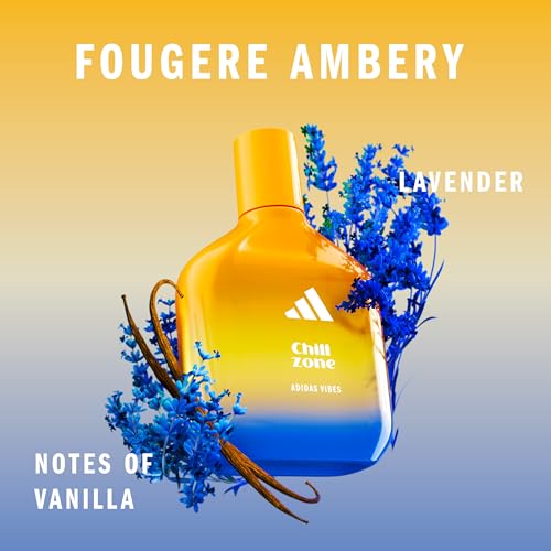 Image of Adidas Vibes Chill Zone Eau de Parfum 1.6 fl oz (Pack of 1), Notes of Amber, Lavender, and Vanilla, Unisex Fragrance, Long Lasting, Sporty Fragrance, Travel Size