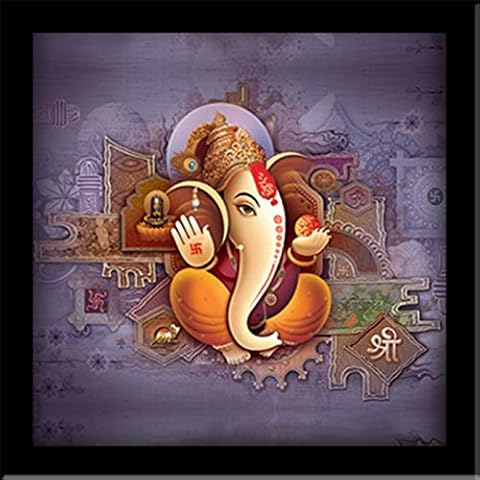 LIFEHAXTORE Xtore Ganesha Art Framed Painting | Ready to Hang (Wood, 12inch x 12 inch) Cover