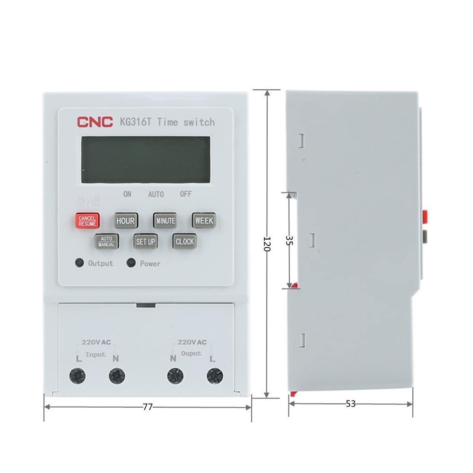 KG316T 220/380V Interruptor de Tiempo de Carril DIN Relé de Tiempo Lámpara de Calle Cartelera Fuente de alimentación Temporizador Teclado Corrección de Tiempo de Bloqueo(Size:380V)
