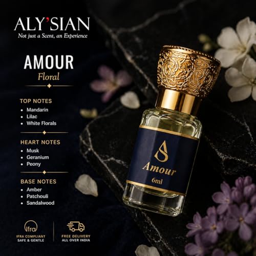 Image of ALY'SIAN AMOUR Luxury Attar Perfume Oil for Men Women 6ML Long Lasting Non Alcoholic Roll On Fresh Aromatic Fragrance Premium Blend Unisex Perfume Gift For Special Occasions