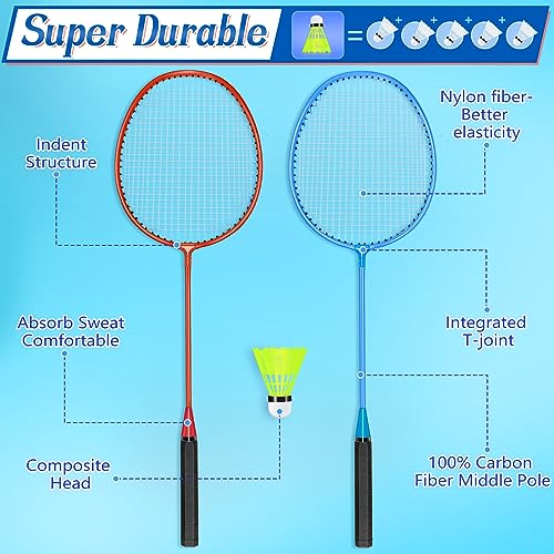 Image of 12 Pack Badminton Rackets Set Including Badminton Racquets, Nylon Shuttlecocks and Carry Bag for Outdoor Backyard Games Beginners
