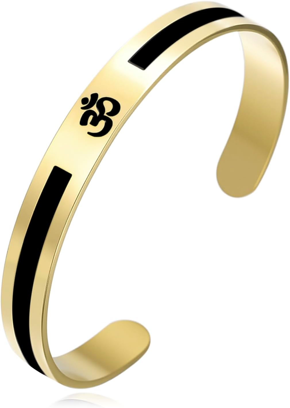 OM OHM AUM Bracelet Hindu Spiritual Harmony Sanskrit Symbols Cuff Bangle Chakra Yoga Amulet Buddhist Religious Jewelry Meditation Gift for Men Women