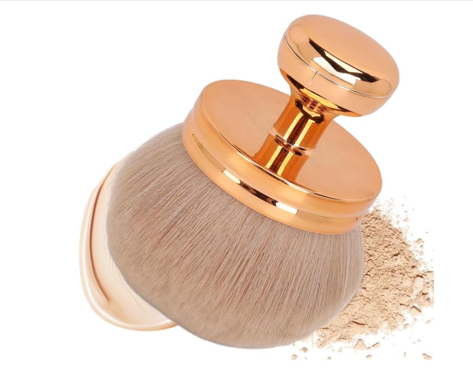 Large Self-Tanning Brush, Extra-Large Makeup Brush, Oval-Shaped Body Makeup Applicator, Professional Makeup Blending Tool, PBT Nylon Bristles, Rose Gold, for Face and Body