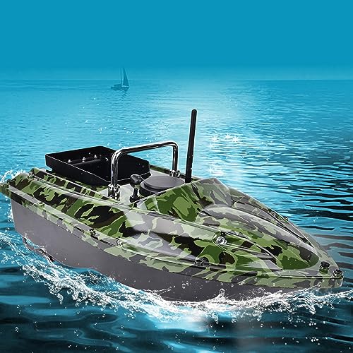 Image of RC Fishing Baits Dumping Boat, 500m Wireless Remote Control Fishing Bait Boat with LED Night Light Auto Cruise Control (Green)