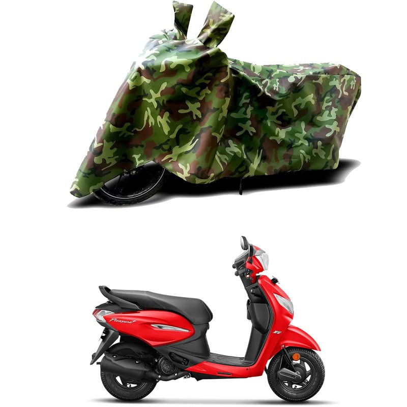 Image of 100% Water Resistant Bike Scooty Two Wheeler Body Cover Compatible for Hero Pleasure Plus VX /UV-Rays /Heat Protection /Birds Dropping /Scratchproof /Dust Proof /Waterproof /All Varient[Green MJ]