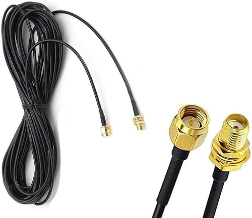 Miniatura 10 de Cable de extensión de antena WiFi de 10 pies RG174 RF SMA macho a SMA hembra, cable coaxial de baja pérdida chapado en oro coleta para enrutador LAN