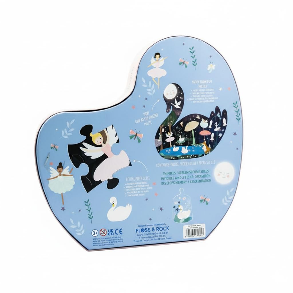 Floss & Rock 42P6325 - Rompecabezas con forma de cisne encantado con caja con forma, juego de 40 piezas