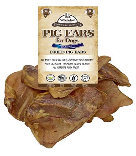 WhiteTail Naturals Jumbo Dried Pig Ears Dog Chews (5-Pack) Thick Cut Large Pork