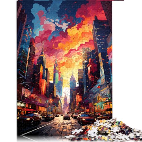 Adults 1000 Pieces Puzzle,painting neon new york times square Paper puzzle,Suitable for adults and teens 12+,Decompressing Intellectual Educational Toy 。Size: 26X38cm