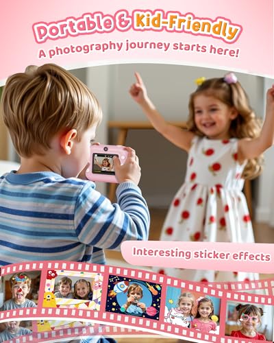 DUDUDRAGON Kids Instant Print Camera w/ Dual Selfie Lens, 1080P Video, 32GB SD Card & 3-Roll Print Paper (Pink) (Blue) - image 9