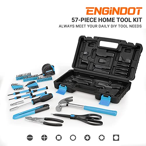 Engindot Home Tool Kit, 57-Piece Basic Tool Kit With Storage Case For Household Repair, Home Improvement And Diy Project Blue #TOP2