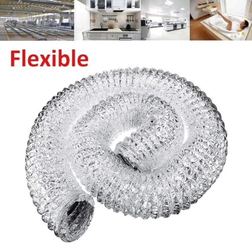 Image of ClickNest 100mm (4 Inch) Flexible Exhaust Duct Pipe - PVC Aluminum Air Vent Hose for Kitchen, Bathroom, Fan System - 10ft Long