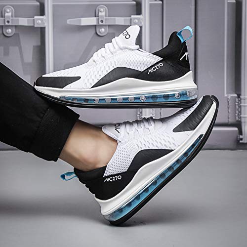Image of HOLTZMAN A /C 270 Woven Fabric Comfortable Lightweight Flexible Sports /Running Shoe for Men (Color: White & Blue, Size: 7)