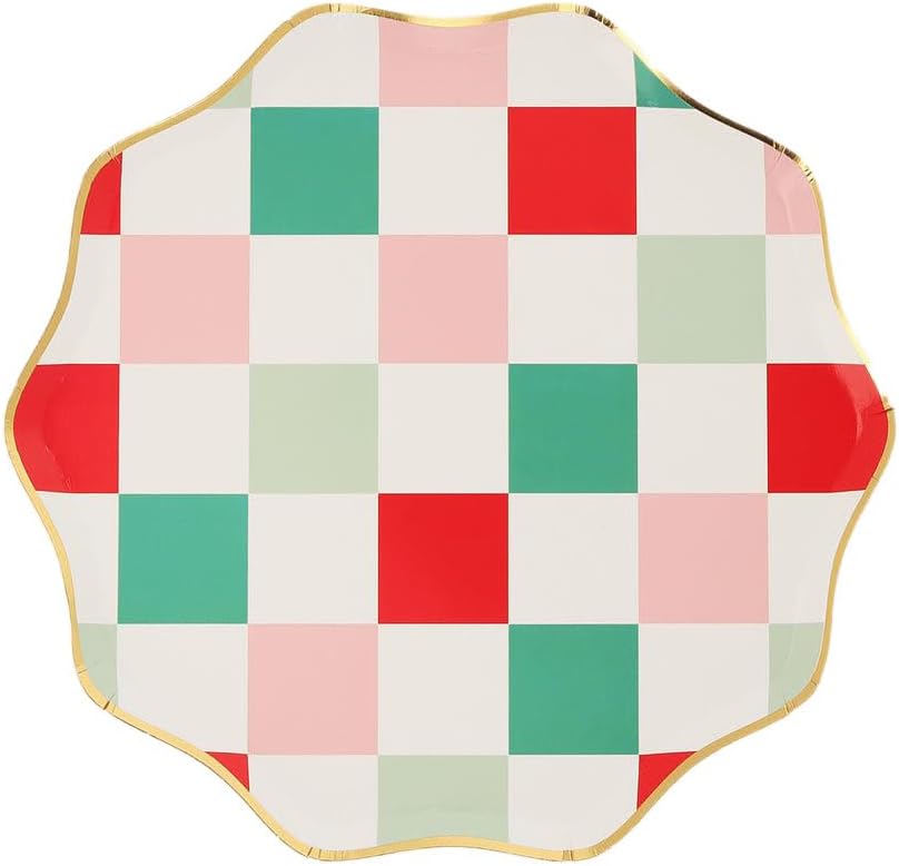 Meri Meri - Multi Check Side Plates - Kareli Tabaklar (M) (8'li)
