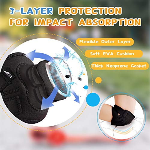 image for VUP Kids Protective Gear Soft Knee and Elbow Pads for Kids with Gloves