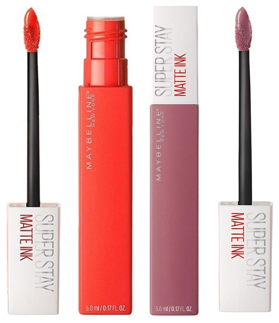 Maybelline New York Super Stay Matte Ink Liquid Lipstick, 15 Lover, 5ml and Maybelline New York Super Stay Matte Ink Liquid Lipstick, 25 Heroine, 5ml
