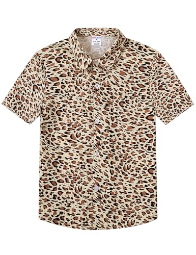 COSLAND Boys and Toddlers Leopard Print Shirt Kids Animal Print Shirts Cotton Button Down Top Multicolor 3T