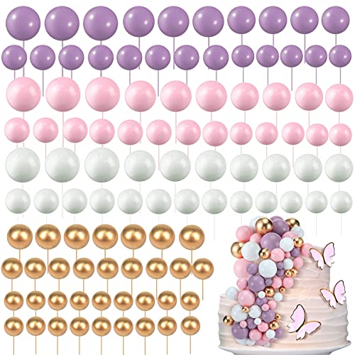 Tondiamo 108 Pcs Ball Cake Toppers, 5 Sizes for Cake Decorating, 20, A