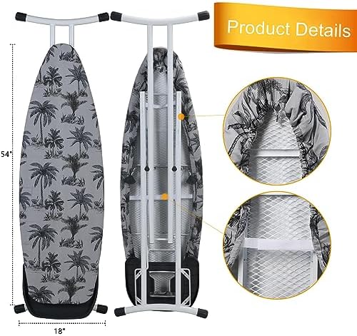 SHERWOOD Adjustable Size Ironing Board Cover - Fits Standard Size 15" x 54" and Large Boards up to 18" x 54" - Resists Scorching and Staining, Elastic Edge, Thick Padding(Coco)