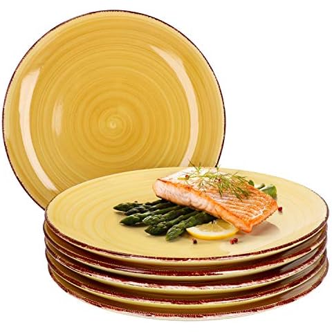 MamboCat Yellow Baita 6X Speise-Teller gelb I Robustes gelbes Steingut-Geschirr Cover