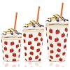 3 Pack Iced Coffee Cup Sleeve for Large Sized Cups, Reusable Neoprene Iced Coffee Cup Holder for Hot Cold Drinks, Compatible with Starbucks, Dunkin Donuts, and More(Big Strawberry)