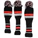 PLAYEAGLE 3 pcs/set Knitting Golf Clubs Headcover Driver Cover(460cc),Fairway Wood Head Covers for Taylormade,Callaway,Titleist and More Brand (Black & Red)