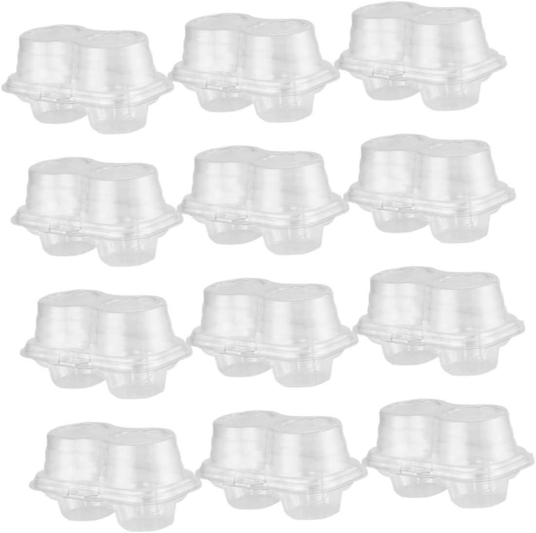 KICHOUSE 50pcs Multi-function Bakery Case Transparent Hinged Cake Boxes Lids for Muffins Cookies and Desserts Storage for Shipping and Packing