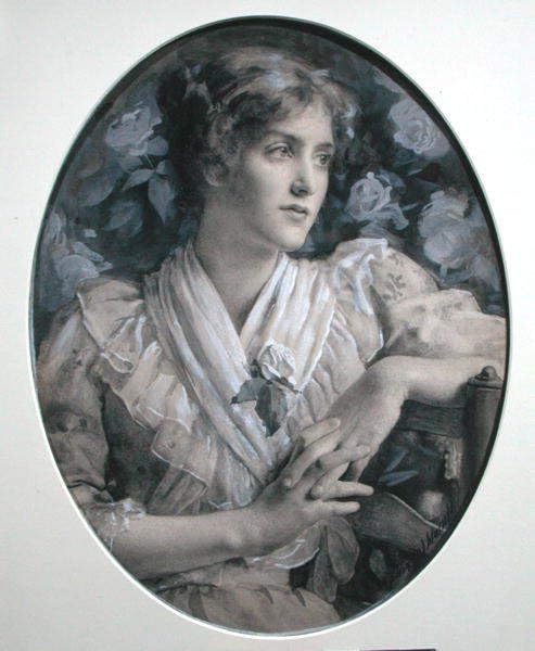 Portrait de femme par Harold Copping impression d'art premium