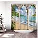 Tenda da doccia Ocean Beach Tenda da doccia Sole tropicale Sabbia Mare Onda Palme Tessuto in poliestere impermeabile Decorazione per bagno con 12 ganci in plastica 180 x 180 cm