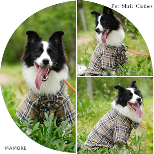 Pet Shirt Clothes for Dogs and Cats, Puppy Plaid Cotton Polo Shirts Adorable Casual Pet Apparel T Shirts (Khaki, Large) by MAMORE - Image 6