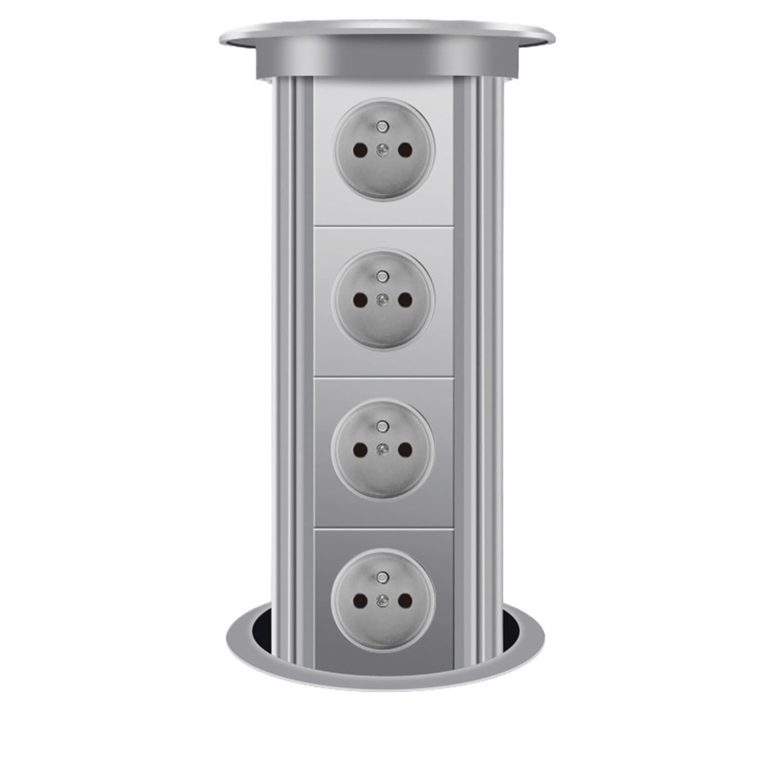 Presa pop-up, Torre Di Alimentazione A Scomparsa Motorizzata Con Sollevamento Nascosto, Presa USB Tipo C For Piano Lavoro Da Cucina, Altoparlante E Ricarica Wireless per piani cucina(SILVER,4outlets)