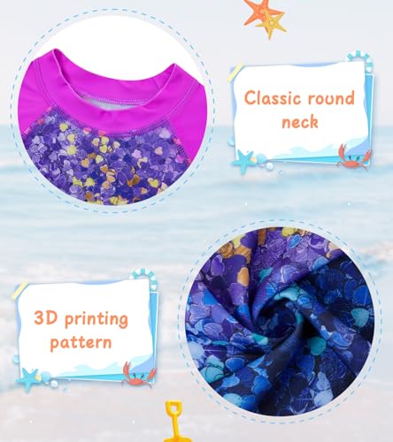 Image of UNIFACO Toddler Girls Swimsuit Rashguard Set Summer Beach Breathable Tankini with UPF 50+ Sun Protection 2-8T