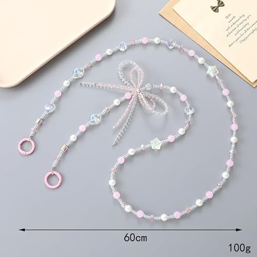 [Weimark] スマホショルダーストラップ 携帯ストラップ iPhone スマホ 韓国 ビーズ パール フラワー 花 肩掛け カスタム 忘れ物防止 耐久性 優雅 紛失防止 落下防止 付け替え かわいい おしゃれ (ホワイト) [並行輸入品]