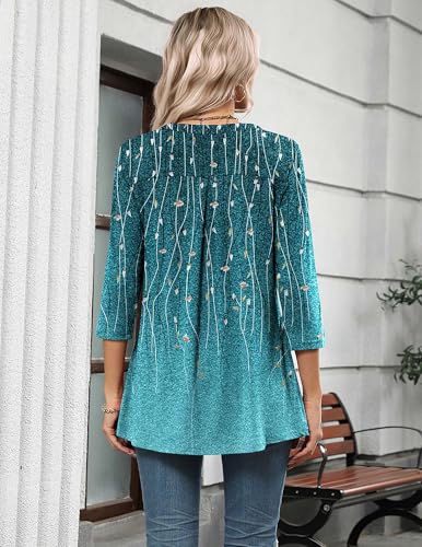Image of Zeagoo Womens 3 /4 Length Sleeve Tops V Neck Tunic Dressy Casual Blouse