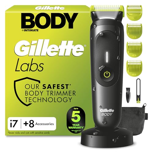 GilletteLabs i7 Body + Intimate Hair Trimmer for Men 3 Body Combs