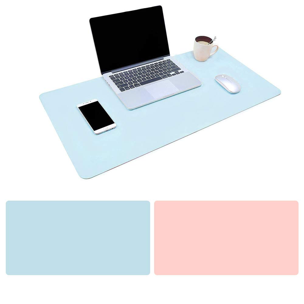 U Brands Mouse Pad Large Size 31.4 * 15.7 * 0.06 inch Double Sided Color Desk Pad with PU Leather XXL Mousepad for Laptops/Computers Work Gaming Office Home （Sky Blue/Pink）